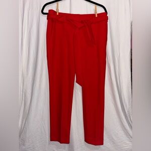 Loft Red Marisa Pants Size 2 (with tie belt)